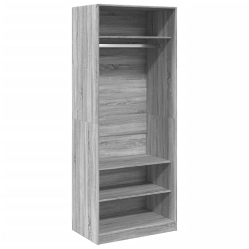 vidaXL Kleiderschrank, Garderobenschrank mit Stauraum, Schrank Mehrzweckschrank für Schlafzimmer, Flurschrank Offen, Grau Sonoma Holzwerkstoff