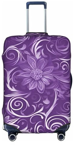 BREAUX Housse de protection pour bagages à motif floral et tourbillons de lierre, blanc, L
