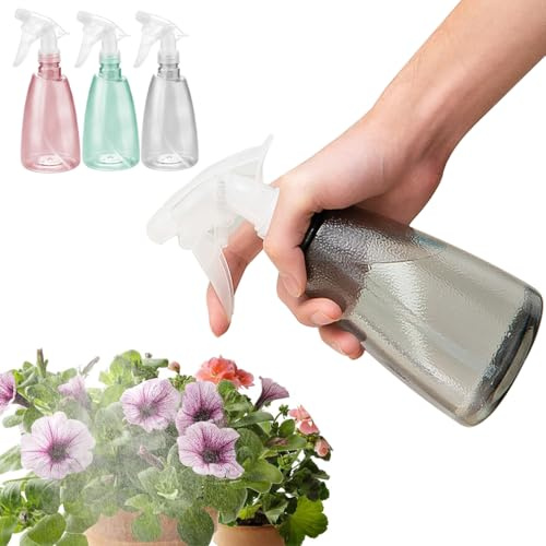 Large 500ml Spray Bottles For Cleaning Solutions and Gardening, Plant, Water, Durable Trigger Sprayer, Refillable, Spray Bottle for Hair, All Directions, Clear Plastic Bottle 2pcs Pink & Blue & Grey