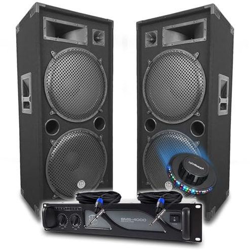 Pack Sono DJ BM Bmsonic Amplificateur 4000W, 2 Enceintes LSC215 2x2000W, Câbles Speakon, Sonorisation Pro, Soirée Salle des fêtes