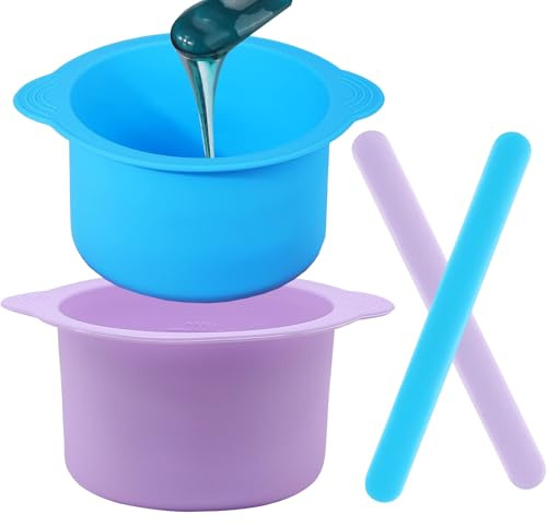Lonwiner 2 scaldamani in silicone, fodera riscaldante in silicone per cera,Vaso di riscaldamento per cera sostituibile vaso,rivestimento antiaderente con 2 spatole per cera per pannocchia