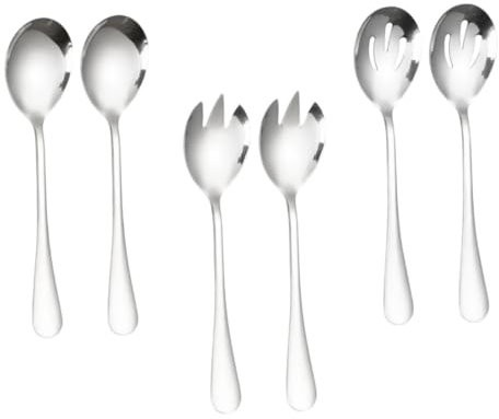 Cabilock Para Ensalada De Acero Inoxidable Cucharas para Mezclar Ranuradas Cubiertos Occidentales para Catering para Buffet y Servicio Restaurante