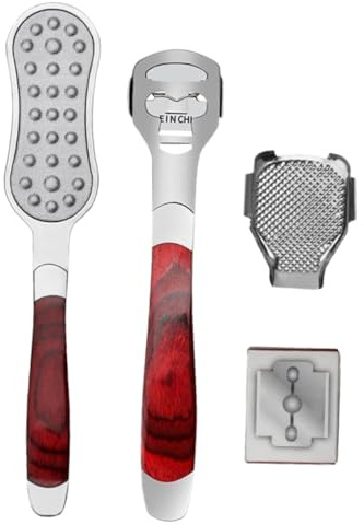 Kit de Escofina para Pies de Acero Inoxidable | Exfoliante para Pies, Pulidora de Pies, Kit de Pedicura Profesional, Herramientas, Cuchilla para Quitar Callos Pies