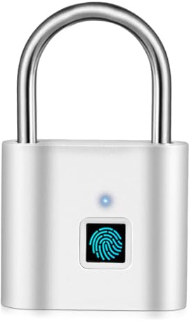 GOEDCH Cadenas à Empreinte Digitale USB: Serratura Biometrica senza Chiave Ricaricabile USB, Lucchetto di Sicurezza Intelligente per Palestra, Batteria 12 Mesi, Impermeabile IP65 per Casa, Ufficio