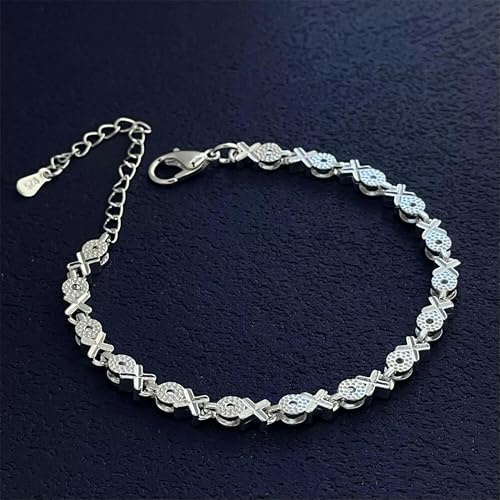 Frauen Mode 925 Silber Gefüllt XO Form Kette Armband Armreif QH034