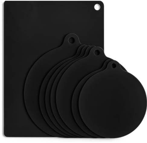 NewZC 7 Stück Induktionsschutzmatte zum Kochen - 0.7mm Induktionskochfeld Schutzmatte Silikon Schwarz Kochfeldabdeckung Hitzebeständig bis 250°C - Abdeckplatte für Induktionsherd (Rund und Rechteckig)