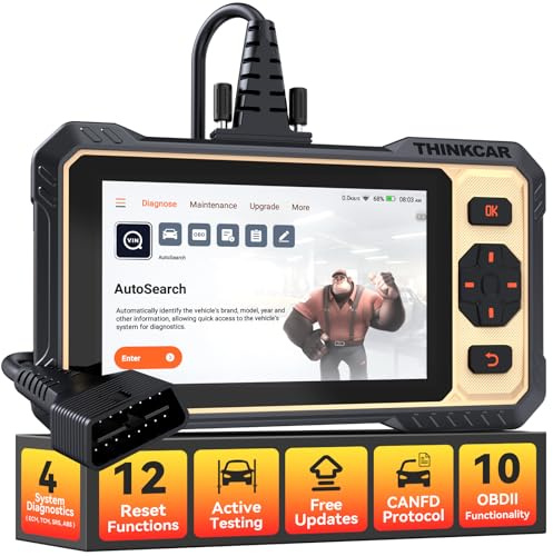 OBD2 Diagnostic Scanner, ThinkScan 662 Car Scanner with 12 Reset Services + 4 System Diagnostics (ECM/TCM/SRS/ABS), Active Testing Auto Tool, CANFD Protocol, Free Lifetime Updates