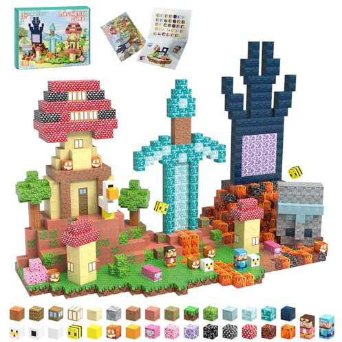 MEDMHSMA Magnetische Bausteine 150 Teile 2,5 cm Baue 3D Oberwelt Magnet Cube Spielzeug für Junge und Mädchen, Magnetblöcke Kreativität Spielzeug für Kinder ab 3 Jahre