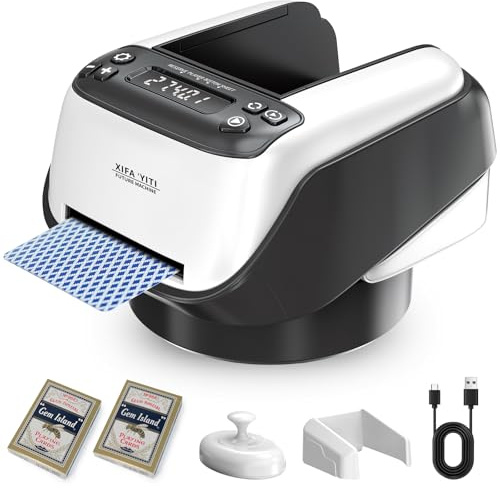 Automatischer Kartengeber Elektrisch Drehbar, Automatischer Karten Austeiler, Wiederaufladbar Kartenverteiler Maschine für 1-8 Spieler, 1–4 Decks, Leise Kartenausteilmaschine für Poker, UNO, Blackjack