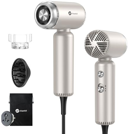 slopehill Dual Voltage Travel Mini Hair Dryer, Lightweight Ionic Blow Dryer, Professional Fast Drying, Compact Portabe Quiet Hairdryer with Magnetic Diffuser for Women, International European 100-240V