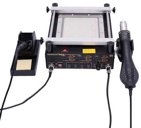 3 in-1 Hot Air Gun Rework and Soldering Iron Station Adjustable Rework Station with Automatic Hibernation Function Soldering Iron Kit for Electronics Electrical Repairing