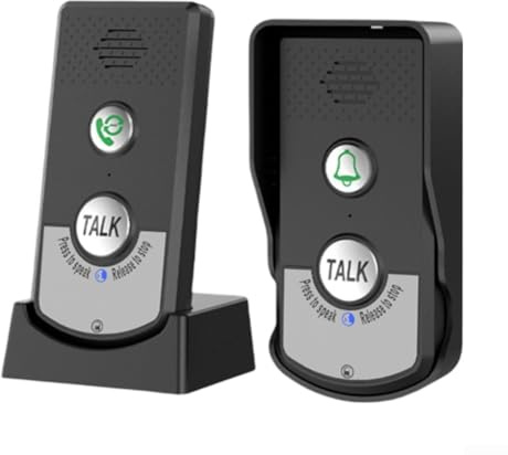 Honseadek Sonnette sans fil, portée de 1000 m, interphone bidirectionnel, unité extérieure étanche, batterie intégrée de 2000 mAh, signal fort pour maison ou villa à plusieurs étages (noir)