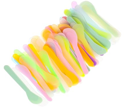 Spatola per Cosmetici a Cucchiaio 100 Pezzi in Plastico | Creme e Make-up , per Hotel e Saloni Estetici, Utensile a Forma di Cucchiaio Colore Casuale