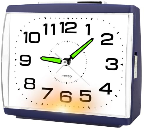 Ayybboo Sveglia da Comodino,Sveglia Analogica al Quarzo Silenziosa con Luce Senza Ticchettio, Semplice Orologio da Tavolo Snooze,Adatto per Camere da Letto, Soggiorni (Blu Scuro)