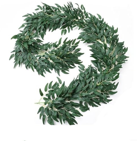 HEIBTENY Ghirlanda artificiale di foglie di salice con steli flessibili in filo di ferro per arco nuziale, centrotavola o decorazione floreale per la casa, realistica vite verde (verde)