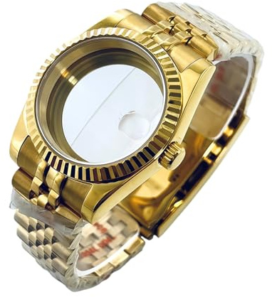 36/40mm Gold Stahl Gehäuse Set für Rolex Datejust | Armband Saphirglas Geriffelte Lünette ETA 2824 PT5000 Casual Dress Herren
