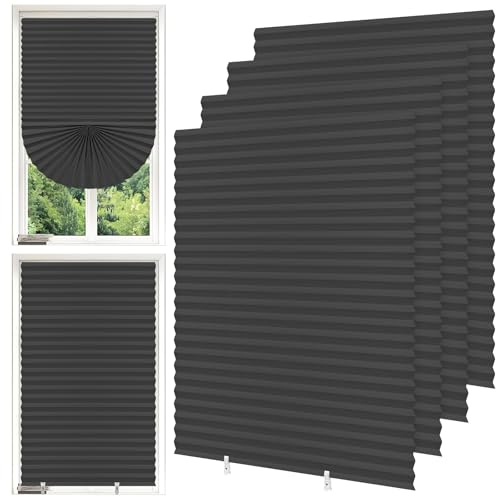 4 Pack Temporary Blinds - (Light Filtering,90x180CM) No Drill Temporary Blinds Stick on Blackout Shades, Non-Woven Fabric Crop, Self Adhesive No Drill Blinds for Kitchen Bedroom Doors Windows Bathroom