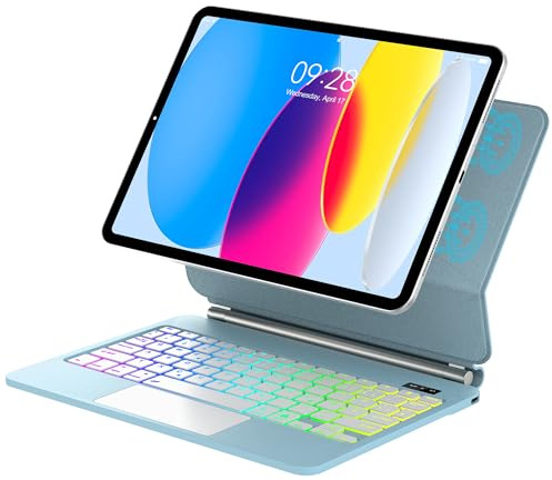 JADEMALL Magic Keyboard Für iPad A16 11/10. Gen mit TP & Beleuchtung QWERTZ