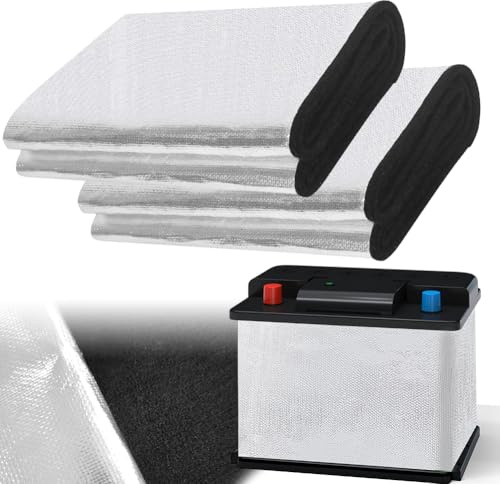 Lot de 2 couvertures de batterie isolées - 18 cm x 1 m - Isolation thermique - Tapis d'isolation pour batterie de voiture - Protection contre le froid et la housse de protection - Résistant au feu