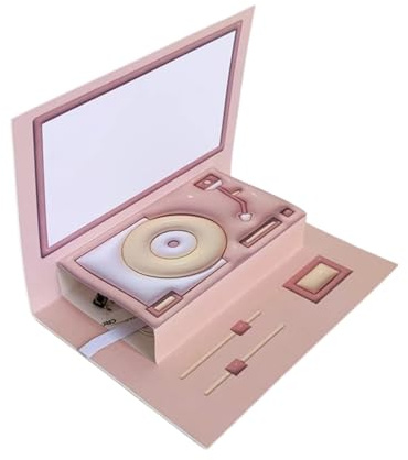Biglietto di compleanno musicale riproducibile con grammofono popup e robusto registratore vocale da 60 secondi, biglietto di compleanno per grammofono