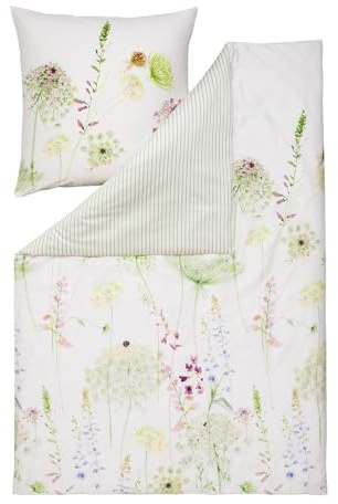 ESTELLA Kissenbezug Meadow | grün | 40x80 cm | seidig-glänzende Oberfläche | pflegeleicht & trocknerfest | atmungsaktiv & anschmiegsam | 100% Baumwolle