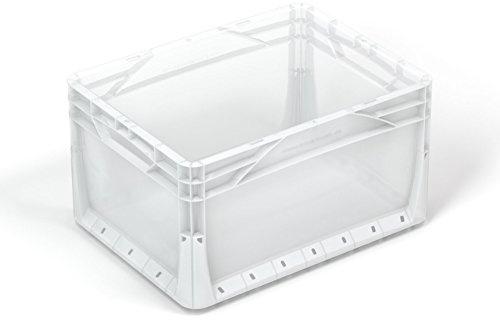 6 x 20 Litre Euronorm Industrial Plastic Stacking Euro Storage Containers Boxes Crates CLEAR
