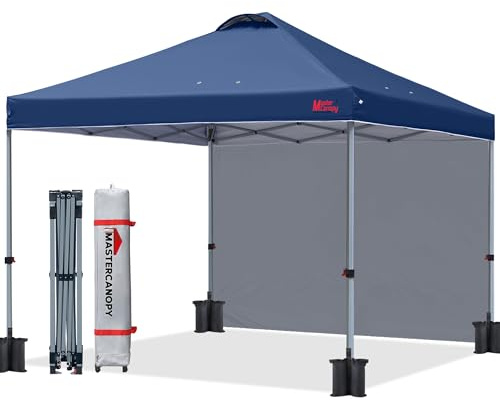 MASTERCANOPY Pop-up-Pavillon mit Entlüftung & Seitenwand | Schnellaufbau, 3-Fach höhenverstellbar, UPF50+, wasserabweisend, inkl. Tragetasche, für Camping, Events, Garten, Markt