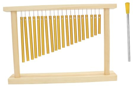 Btuty 20-Tone Table Bar Chimes 20 Bars Single-row Musical Percussion Instrument With Wood Stand Stick, Gold