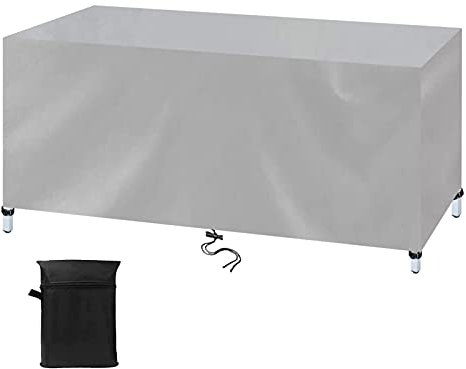 Gartenmöbel Abdeckung 180x130x100cm Silver Patio Rattan Möbel Schutzhülle, Abdeckplane für Gartenmöbel Outdoor Wasserdicht, 420D Oxford Gewebe Abdeckhaube Gartentisch für Stühle Möbelsets und Sofa