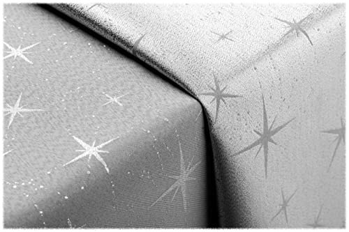 GOLDMAR Weihnachtstischdecke Fleckenresistente Schmutzabweisend Zweiseitig Tischdecke Weihnachten Advent - Polyester Lamatex Elegante Weihnachtstisch Deko (150x300 cm, Grau-Muster-01)