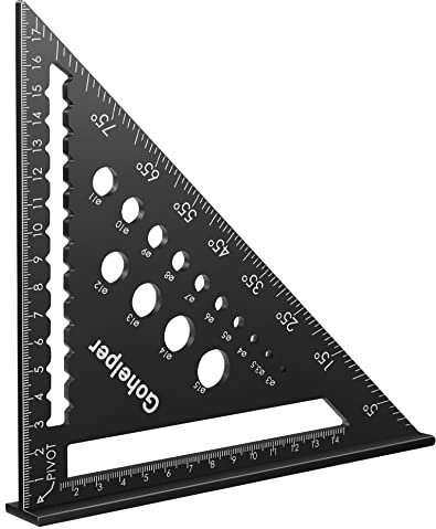 Multifunktional Zimmermannswinkel 18 cm mit Anschlag Metrisch Winkel Anschlagwinkel Metall Aluminium Lineal Winkelführung Streichmaß Winkelmesser 45 90 Grad winkel Markierungs-Werkzeug Holzarbeiten