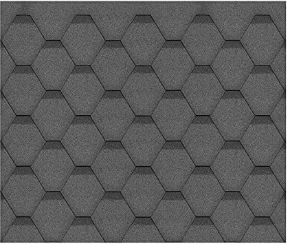 TIMBELA Bitumen-Dachschindel-Set Hexagonal Rock H367BLACK – Farbe Schwarz, wasserdichtes Dach-Set mit Firstelementen und Nägeln für Holz-Gartenhaus Modell M367