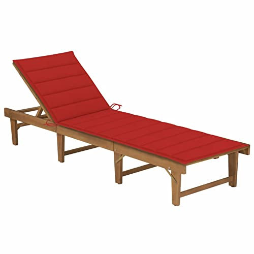 MOONAIRY Klappbare Sonnenliege mit Auflage, Sonnenliege Balkon, Strandliege, Gartenliege, Relaxliege Garten, Saunaliege, Liegestuhl, Deckchair, Akazie Massivholz