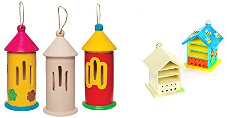 Baker Ross Keramik-Schmetterlingshäuschen (2 Stück) – Keramik zum Bemalen für Kinder & Insektenhäuser aus Holz für Kinder zum Bemalen und Dekorieren (2 Stück)