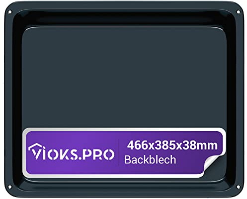 Vioks.pro Backblech Hoch 466x385x38mm - Ersatz für AEG Tiefes Backblech 140024698023 - Emailliert, Tief für Backofen und Herd