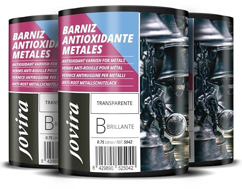 JOVIRA PINTURAS Barniz Antioxidante Metales Transparente Brillante al Agua, Protección y decoración de metales. (3x750 Mililitros) C-10-3