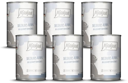 MjAMjAM - Premium Nassfutter für Katzen - delikates Huhn an gedämpftem Kürbis, 6er Pack (6 x 400g), getreidefrei mit extra viel Fleisch
