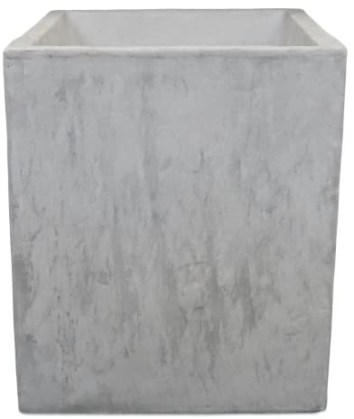 gartendekoparadies.de Moderner viereckiger Pflanzkübel Pflanzgefäß aus Steinguss, H. 40 cm, 26 Liter, 48 kg, Grau, frostsicher für Außenbereich