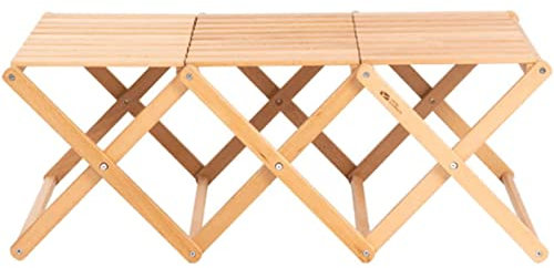 OLOTU Tische Klapptisch mit Zwei Verwendungszwecken, verstellbares Zahnräder-Design, mehrstufiges Lagerregal, 30 kg tragender Campingtisch, Picknicktisch aus Holz Kompakt