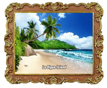 ANSE Coco Beach La Digue Island Seychellen Kühlschrank-Magnet 3D Reise Souvenir Kühlschrank Dekoration Magnetischer Aufkleber Craft Collection