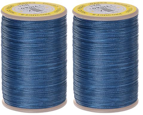 QUARKZMAN 2pcs Faden für Nähen Polsterfaden 328 Yards 300m Gewachster Polyesterfaden Abriebfest Dehnungsresistent Stickgarn Schnur Baumwollfaden für Quilten Leder, Königsblau