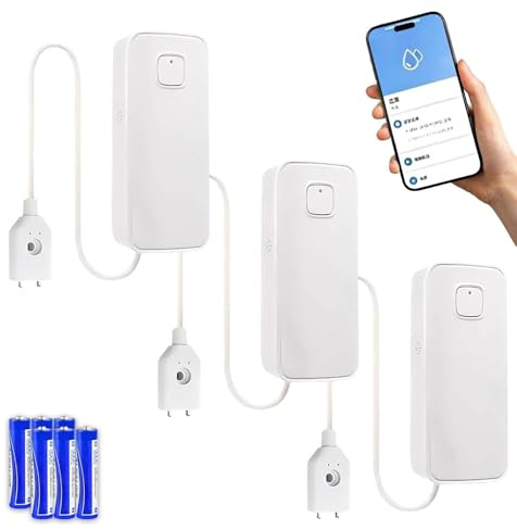 Rilevatore di Perdite d'Acqua WiFi, Allarme 80 dB, Allarme per Pompe di Drenaggio, Funzione di Attivazione Notifiche SMS e Chiamata, Monitoraggio Remoto Gratuito con App TUYA