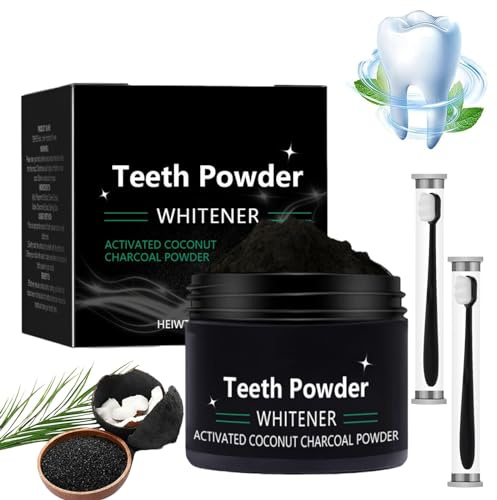Cleopatr Natural Teeth Whitening Powder, Natural Teeth Whitening Powder, Activated Coconut Charcoal Powder Teeth Whitening, Deep Cleaning Teeth (1 Bottle)