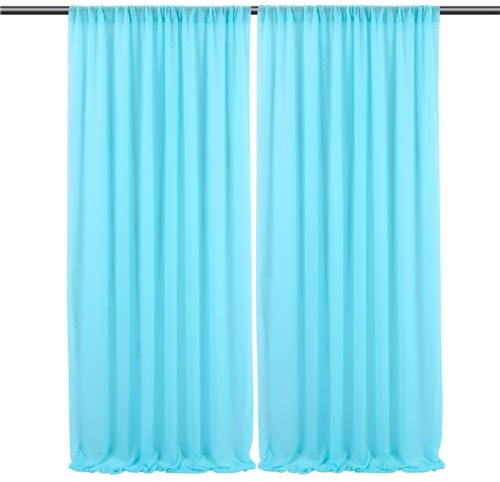 FANSU Chiffon Vorhang Hintergrund, Hintergrund Vorhang Hochzeit 1 Paneele Tüll Vorhang Querbehang Freihanddeko Deko Vorhang Hochzeit Querbehang Deko Gardinen (Blau,1.5x3m/5x10ft)