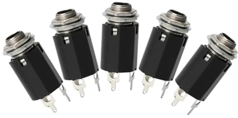 BESTonZON 5 Stück 6,35mm Gitarren Klinkenbuchsen Aus Metall Und Kunststoff Standard Ausgangsbuchsen Für E-gitarren Mit Schrauben Gitarrenzubehör Zur Einfachen Reparatur
