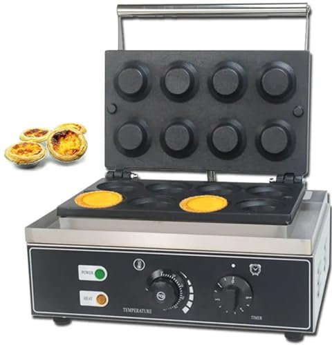 Electric Egg Tart Waffle Maker, 1550W Commercial Bubble 8pcs Egg Tart Machine, Non-Stick Double-sided Egg Tart Maker, Temperature and Timing Adjustment, for Bakery Home Kitchen Restaurant Snack