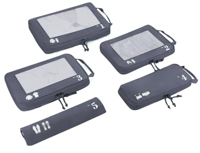 ECOHUB 5 Sets Compresión Organizador Maleta Packing Cubes For Travel Essentials Bolsas Organizadoras Ropa Viaje Avion Viajes Accesorios(Gris)
