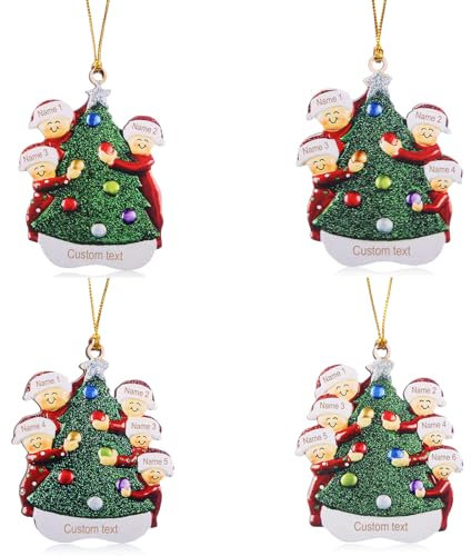 Glimmerday Weihnachtsbaumschmuck, Weihnachtsschmuck für das Haus 2024 mit persönlichen Namen, Geschnitzter Weihnachtsschmuck von 3 bis 6 Schneemännern
