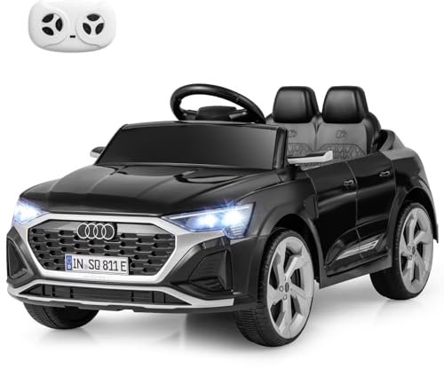 COSTWAY 12V Electric Kids Ride on Car, Licensed Audi Toy Vehicle with Remote Control, LED Headlight, Music, Battery Powered Ride on Gift for Boys Girls (Black)