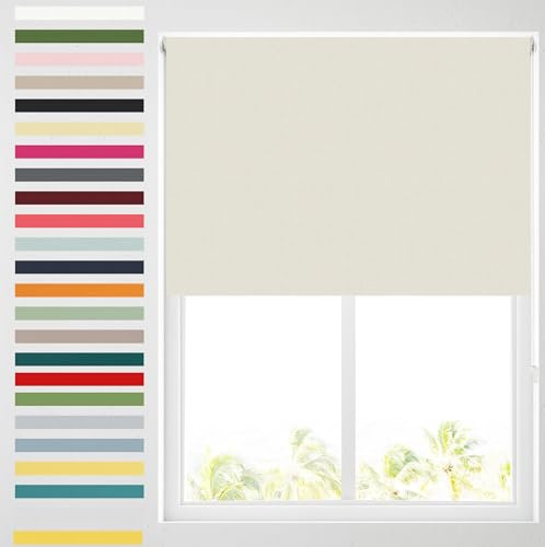 Barnes Blinds - Blackout Roller Blinds for Windows, Custom Cut to Size - Black Out Thermal Fabric Durable Fittings Easy Fit - Roller Blind (Ivory 91.5cm)